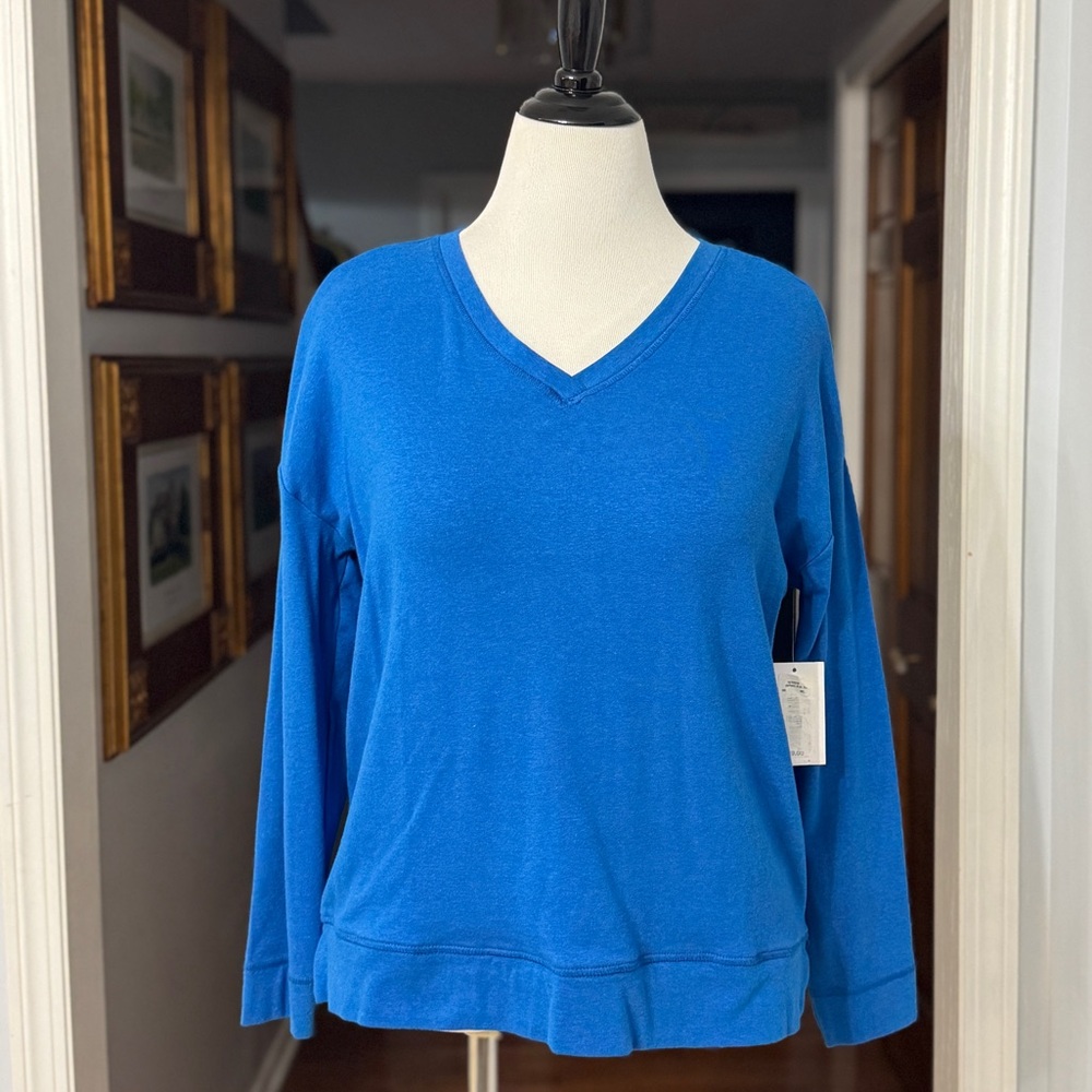 Westbound Vibrant Blue V-Neck‎ Knit Top Cotton Blend Size Small NWT Soft